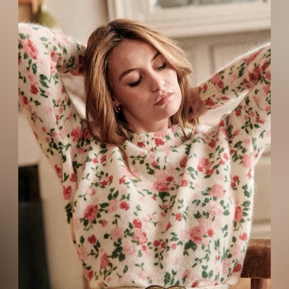 Sezane Amaya Sweater in Ecru/ Multicolor size medium